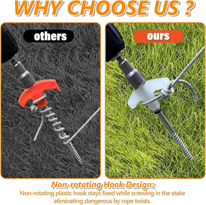 x-vesolje 8in Heavy-Duty Screw-In Tent Stakes | 12-Pack Luminous Ground Anchors