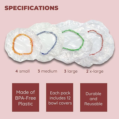 Culinary Elements Reusable Bowl Covers, Fits Small Bowls, 4 Sizes