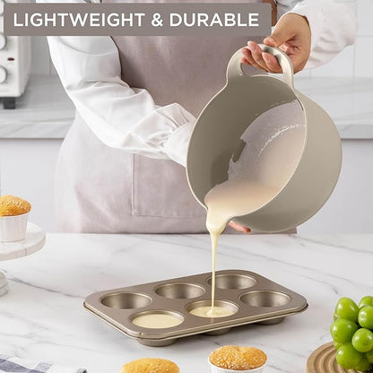 COOK WITH COLOR Nesting Plastic Mixing Bowl Set with Pour Spouts and Handles