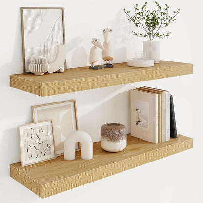32in Floating Shelves for Wall, 2 Pack Long Wall Mounted Engineered Wood Shelves