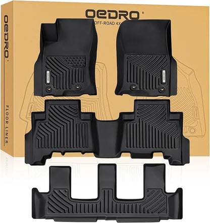 OEDRO Floor Mats for 2024-2013 Toyota 4Runner 7 Seater, Custom Fit TPE All-Weather 4Runner Car Mats Includes 1st, 2nd Row & 3rd Row Floor Liners, Black