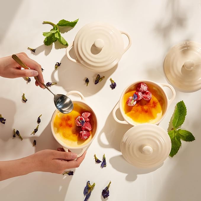 Kook Ceramic Mini Cocotte Set, Small Casserole Dishes