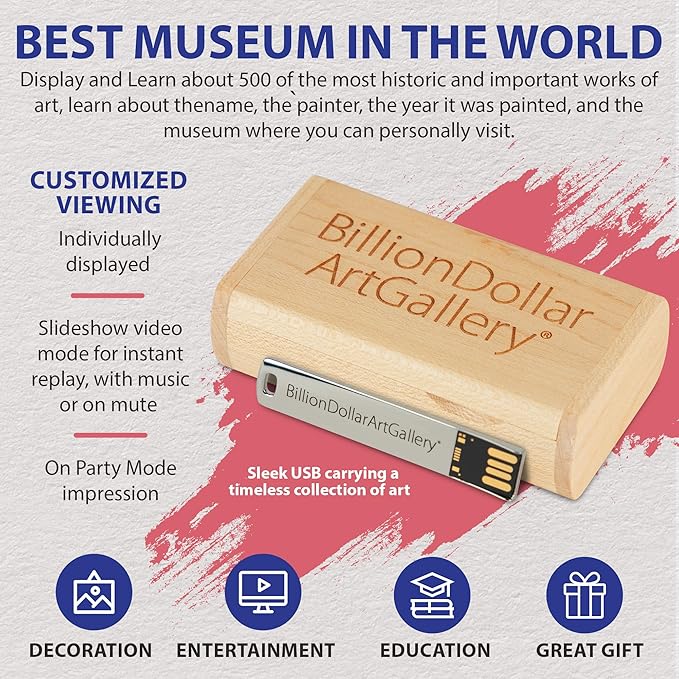 BillionDollarArtGallery® Transform your TV Into Wall Art | Display 500 Of The World's Most Iconic Paintings | Art TV | Unique Gift | Home Décor | Living Room Decor | Wall Art