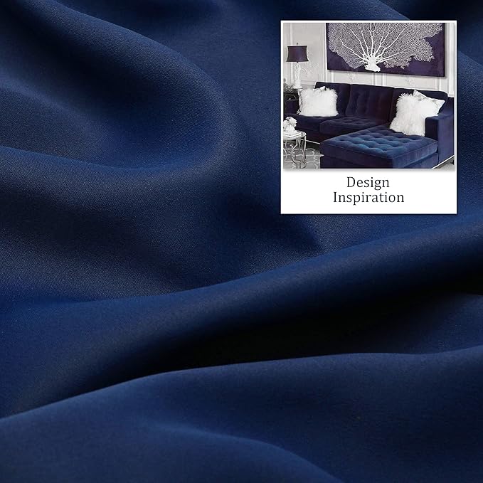 DUALIFE Navy Blue Blackout Curtains 96 Inch Length