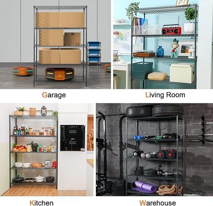 Land Guard 5 Tier Storage Racks and Shelving - 48" L x 20" W x 72" H Heavy Steel Material Pantry Shelves - Each Unit Loads 350 Pounds Wire Shelf, Suitable for Warehouses, Closets, Kitchens…