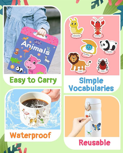 Benresive Reusable Sticker Book for Toddlers 2-4 Years, 3 Sets Travel Stickers for Kids, Waterproof Sticker Books for Toddlers 1-3, Crafts Activities for Todddlers 1-3 2-4 3-5
