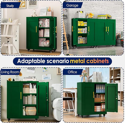 35" H Metal Garage Storage Cabinet, Rolling Tool Cabinet