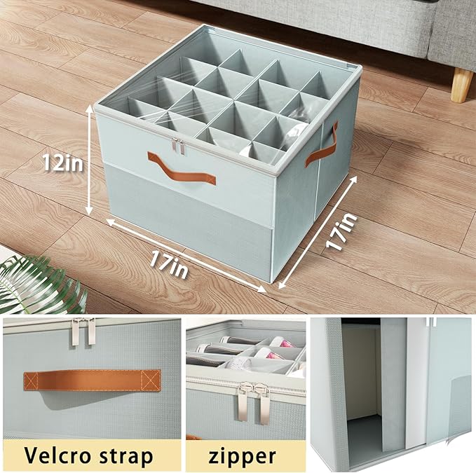 Shoe Organizer for Closet, 2 Pack Foldable Shoe Storage Organizer Box Bin