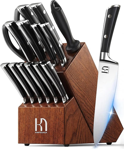 KnifeSaga Knife Set, Enduring Razor-Sharp High Carbon Stainless Steel Chef