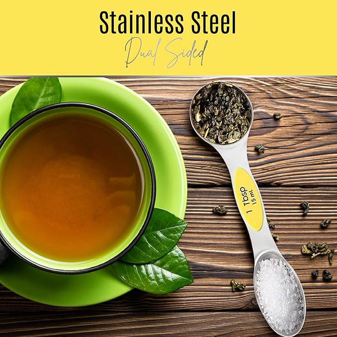 Magnetic Measuring Spoons Set of 9 Stainless Steel Dual-Sided Stackable