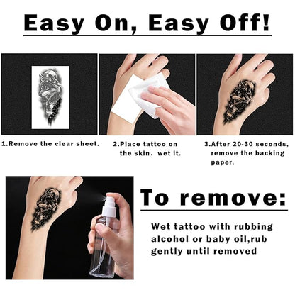 77 Sheets Temporary Tattoos for Adults and Kids - 2 Sizes Fake Tattoo Realistic Lion, Tiger, Wolf, Eagle Owl Forest Animal Designs- Long Lasting Body Tattoo for Halloween, Parties