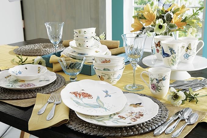 Lenox 865075 Butterfly Meadow 28-Piece Dinnerware Set, White