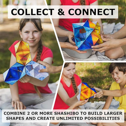 SHASHIBO Shape Shifting Box - Award-Winning Fidget Toy w/ 36 Rare Earth Magnets - Fidget Cube Transforms Into Over 70 Shapes, Sensory Toy Gift for Kids, Teens, and Adults (Solar)