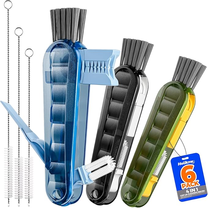 6 PACK Holikme 4 in 1 Cup Lid Cleaning Brush Set