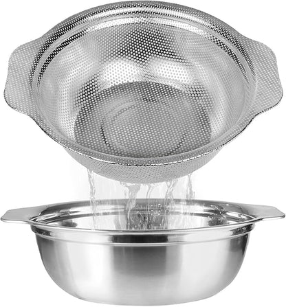 Stainless Steel Colander for Kitchen, 2.5QT Rice Washer Strainer