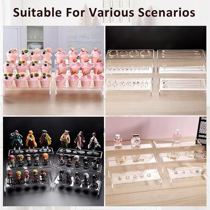 LFTYTUO 2 Set Large Acrylic Clear Display Risers, 3 Sizes 12" Rectangular