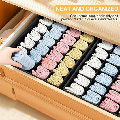 Joyoldelf Sock Drawer Organizer Divider Underwear Organizer 24-cell Fabric