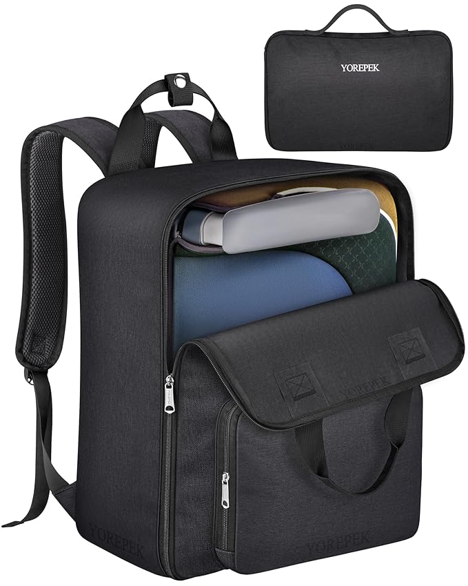 YOREPEK Backless Booster Car Seat Travel Bag Backpack for Airplane, Foldable Booster Car Seat Cover with Lauggage Strap, Compact Stroller Bag for Airplane Fits for Gb Pockit(All Black)