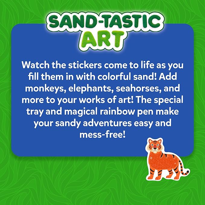 Skillmatics Sand Art Activity - Mess-Controlled DIY Animal Craft Kit with 50+ Colorful Stickers, Creative Arts & Crafts for Kids, Fun Hands-On Activity, Christmas Gifts for Ages 4, 5, 6, 7, 8, 9, 10