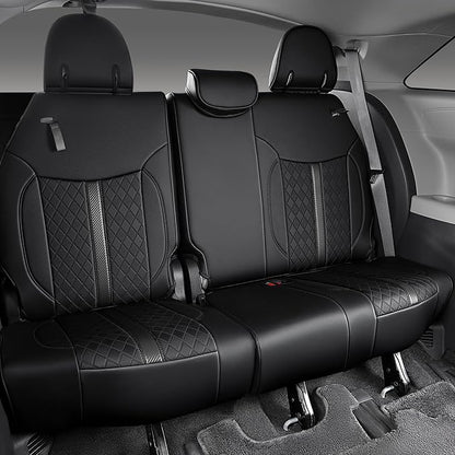 Custom Fit Sienna Seat Covers for 2021-2026 Toyota Sienna 7-Seat XLE XSE Woodland Limited Platinum [Ottoman Not Covered], Waterproof Faux Leather Full Set Airbag Compatible (Black)