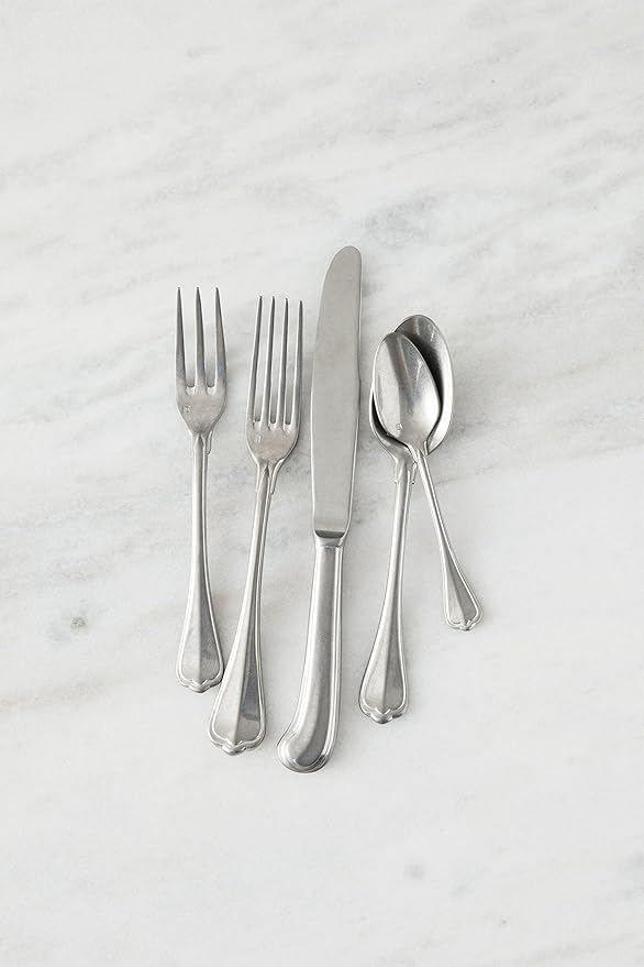 Fortessa San Marco 18/10 Flatware 5 Piece Place Setting, Service for 1, Antique Silver