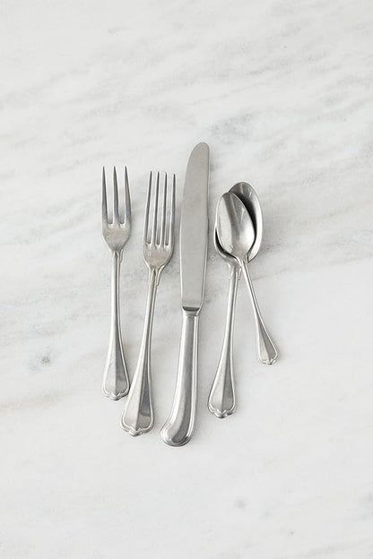 Fortessa San Marco 18/10 Flatware 5 Piece Place Setting, Service for 1, Antique Silver