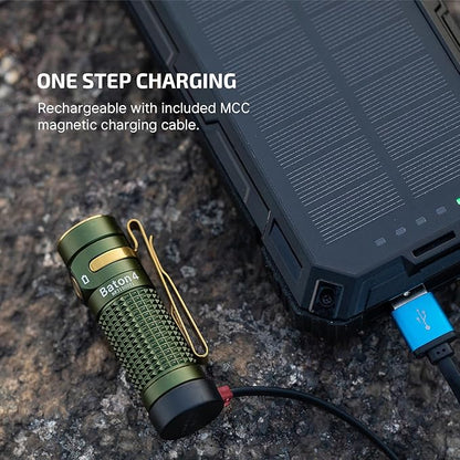 OLIGHT Baton4 Rechargeable EDC Flashlight, LED Pocket Light 1300 Lumens with Magnetic Charging Cable, 6 Modes, IPX8 Waterproof Powerful Bright Flashlight for Home, Camping and Emergencies (OD Green)