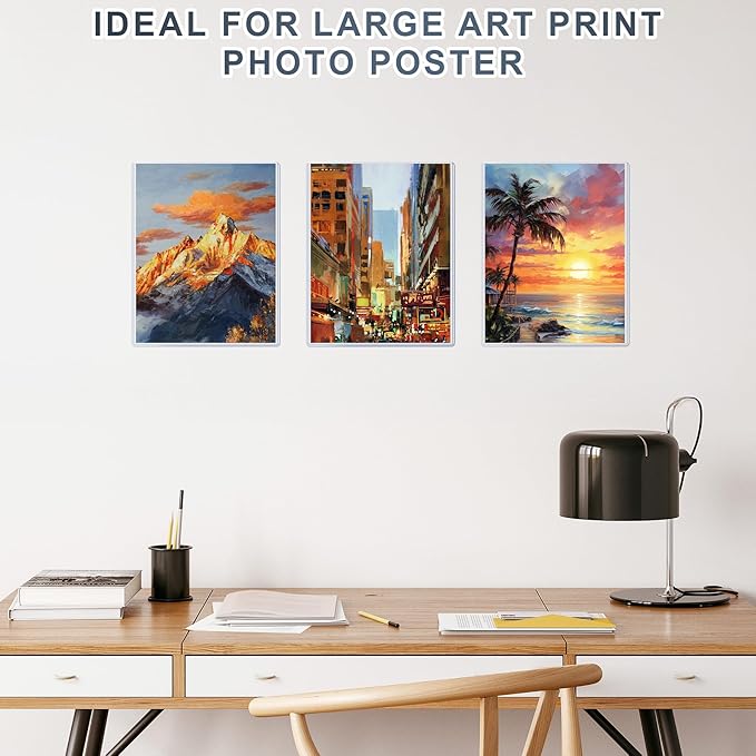5PCS 11" x 14" Rigid Print Protectors Hard Plastic Sheet Page Protectors Heavy Duty Top Loading Menu Covers Poster Sleeves Clear Plastic Paper Sleeves for Magazine Prints Photo Document