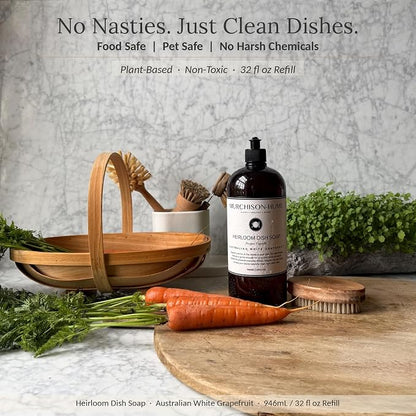 Murchison-Hume Heirloom Dish Soap Refill | Plant-Based Dishwashing Liquid | Tough on Grease | Gentle on Hands | Non-Toxic | Safe for Fine China | Australian White Grapefruit | 32 fl oz