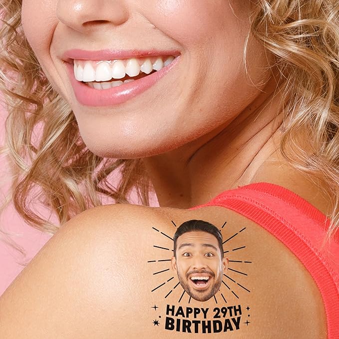 Big Dot of Happiness Custom Photo Adult Happy Birthday - Birthday Party Favors - Fun Face Temporary Tattoos - Set of 12