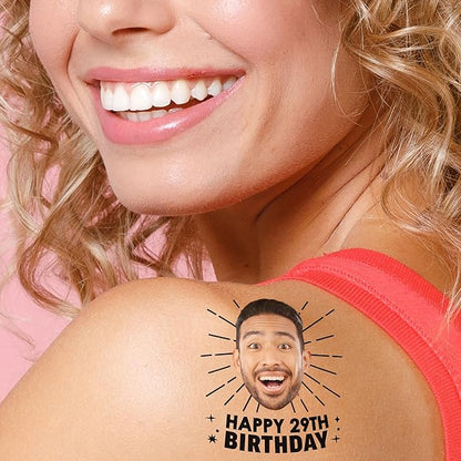 Big Dot of Happiness Custom Photo Adult Happy Birthday - Birthday Party Favors - Fun Face Temporary Tattoos - Set of 12