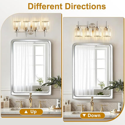EJIAXIN Crystal Bathroom Vanity Lights, 4 Light Bath Mirror Light Brushed