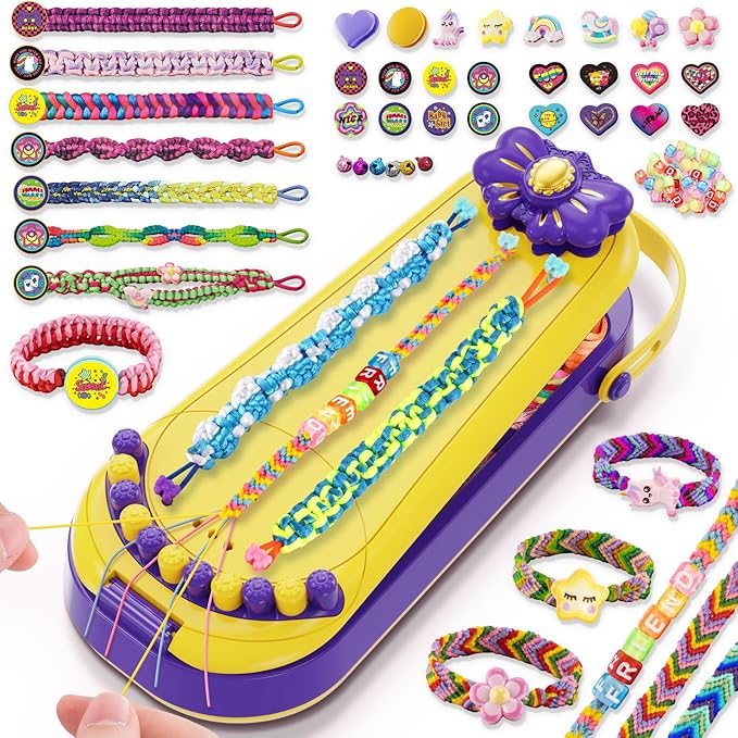 Friendship Bracelet Making Kit for Girls - DIY Bracelets Maker Art and Craft Kits for Kids - Jewelry String braiding Set Toys for Age 6 7 8 9 10 11 12 Year Old Girl Christmas Birthday Gifts - Yellow