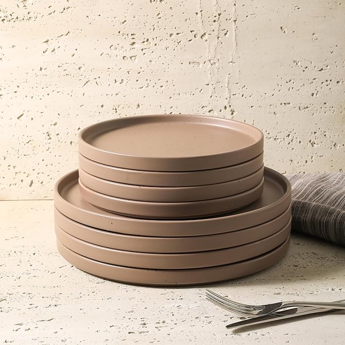 Stone Lain Coupe Dinnerware Set, Service For 4, Matte Brown