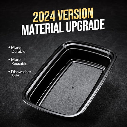 100-Piece (50-Pack) 34 OZ Meal Prep Containers Reusable with Lids, Sturdy Leakproof & Food Safe, Microwave, Freezer, Dishwasher Safe To Go Food Containers, Plastic Take Out Containers, Black