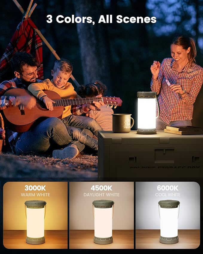 Glocusent 135 LED Ultra Bright Camping Lantern, Up to 200H, 5000mAh Camping Lights with 3 Colors & 5 Brightness, SOS, Max 1500LM, Rechargeable Lantern for Power Outages Camping Hiking Emergency