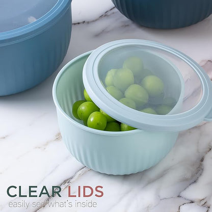 COOK WITH COLOR Prep Bowls with Lids- Wide and Deep Nesting Plastic Small