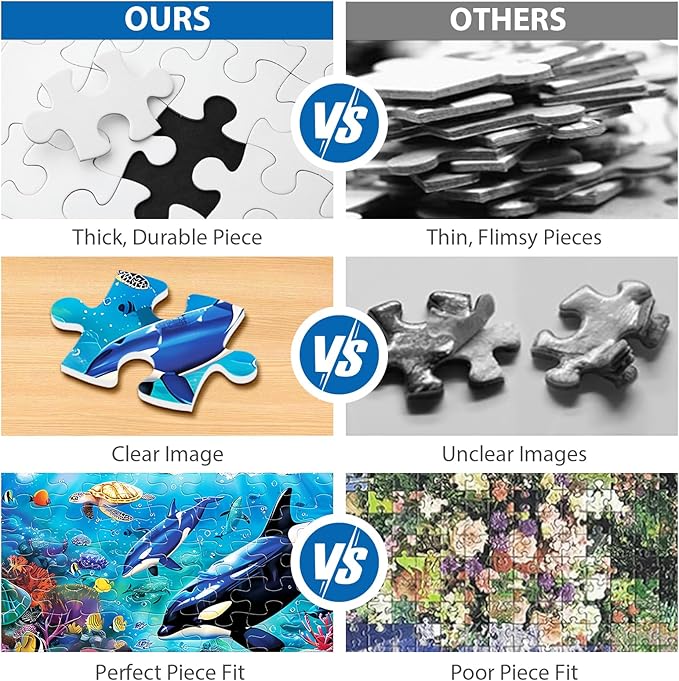 100 Piece Puzzles for Kids Ages 6-8 8-10 - Killer Whales Orca - 100 Piece Jigsaw Puzzle for Senior Ocean Jigsaw Puzzle for Toddler Children Learning Educational Puzzles Toys for Boys and Girls
