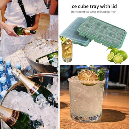 Ice Cube Trays Set of 3, Easy Release 15 Flexible Silicone Ice Cube Molds