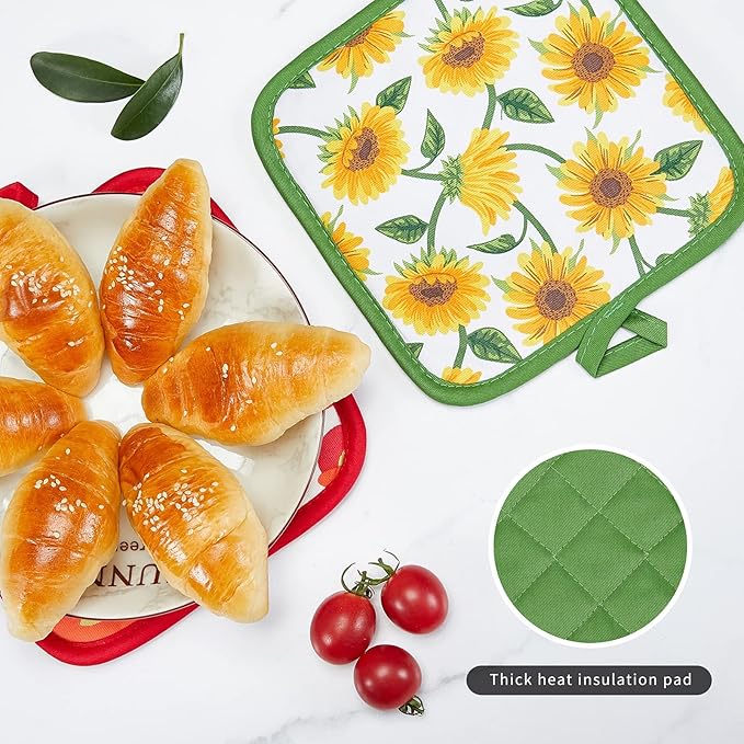 Oven Mitts and Potholders Dish Towles Set 100% Cotton