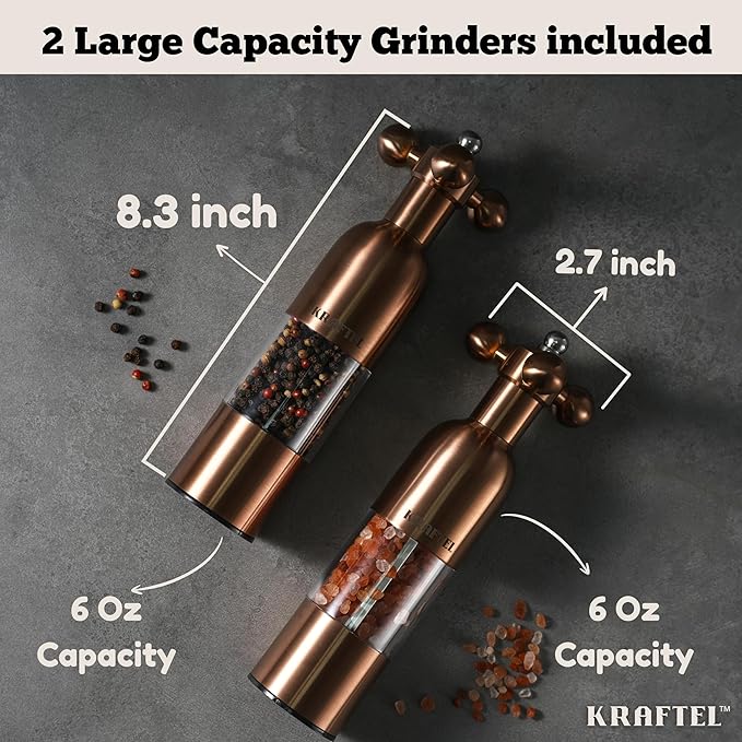 Premium 8" Salt and Pepper Grinder 2PK. Large Peppermill