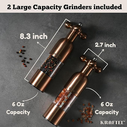 Premium 8" Salt and Pepper Grinder 2PK. Large Peppermill