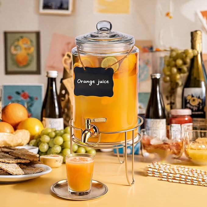 1 Pack1 Gallon Glass Drink Dispensers