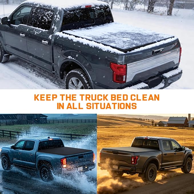 RHOBRA Soft Roll-Up Truck Bed Tonneau Cover Compatible with 2016-2023 Toyota Tacoma 6ft Bed (Excl. Trail Edition) | 26.5oz Heavy-Duty Vinyl | Weather Resistant Bed Cover for Pickup Truck | No-Drill