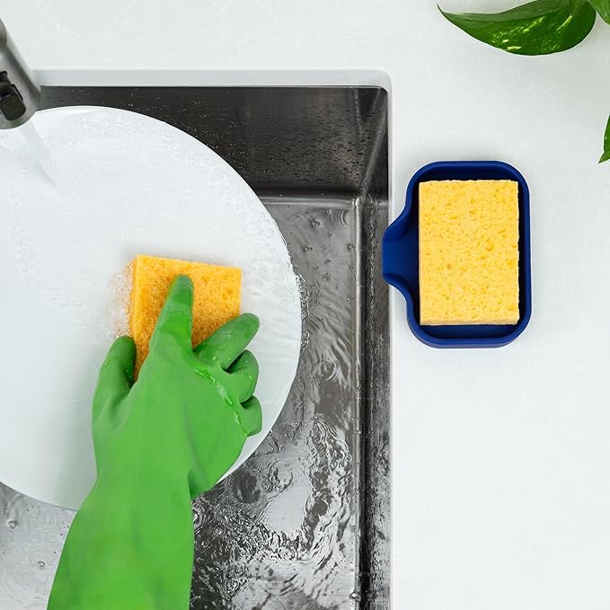 Zulay Kitchen Small Silicone Sponge Holder – Space-Saving Sink Organizer Tray