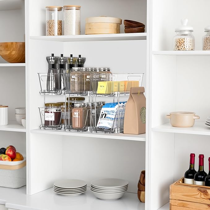 Simple Houseware 2-Tier Narrow Basket Drawer Cabinet Pull-Out Organizer