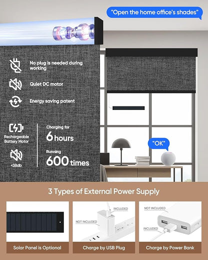 Kincmo Motorized Blinds with Remote, 100% Blackout Motorized Roller Shades Work