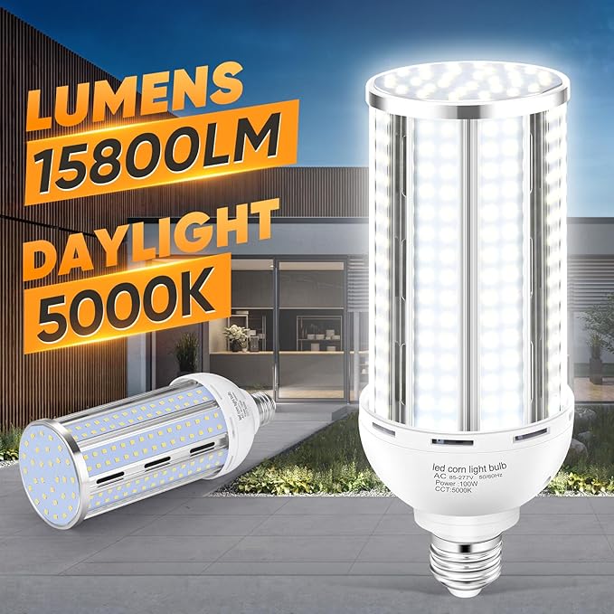 XYCN 4 Pack 100W Corn LED Light Bulb Fanless, 5000K Daylight E26/E39 Large