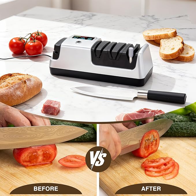 Silver Professional 3-Stage Electric Knife Sharpener