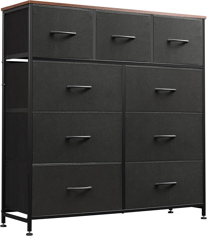 WLIVE 9 Drawer Dresser, Fabric Storage Tower